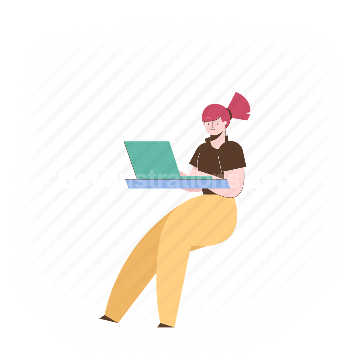 laptop, computer, workspace, woman, female